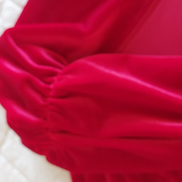 Jon Den Red Velvet Fitted Top - Picture 4 of 6